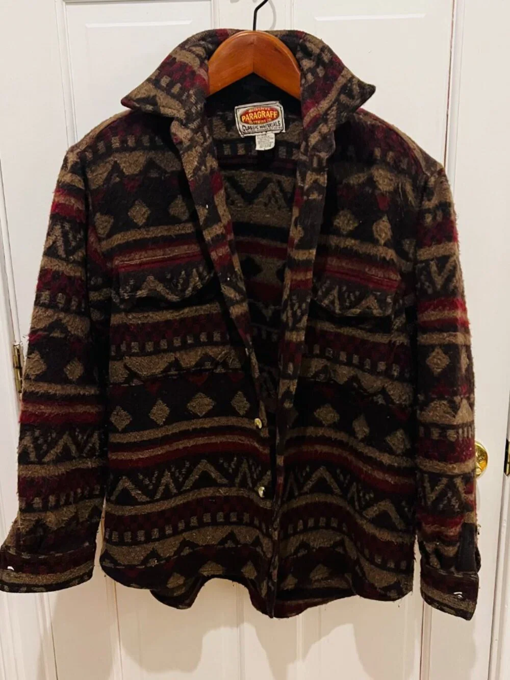 Vintage Southwestern PARAGRAFF Wool Blend Southwest Shirt Jacket Shacket